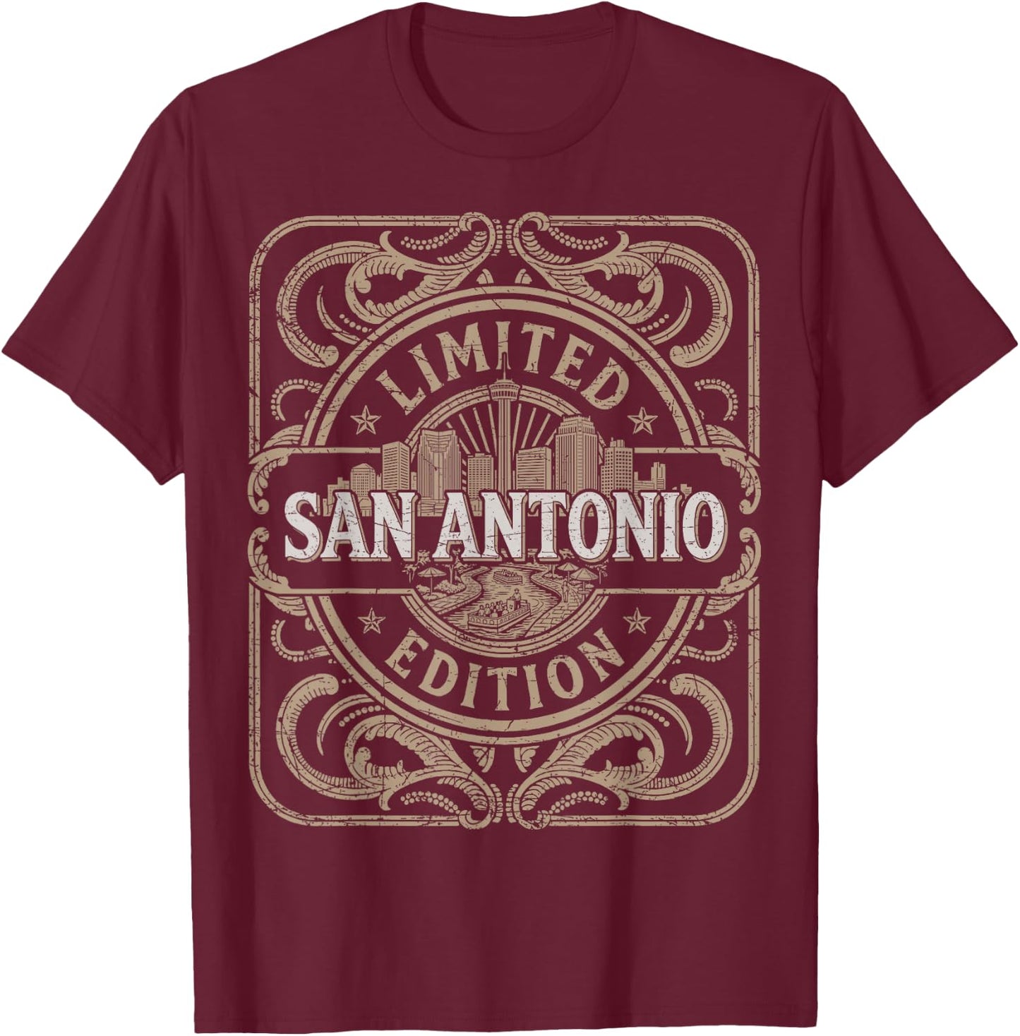 San Antonio Vintage San Antonio Texas T-Shirt - T-Shirt | Maroon