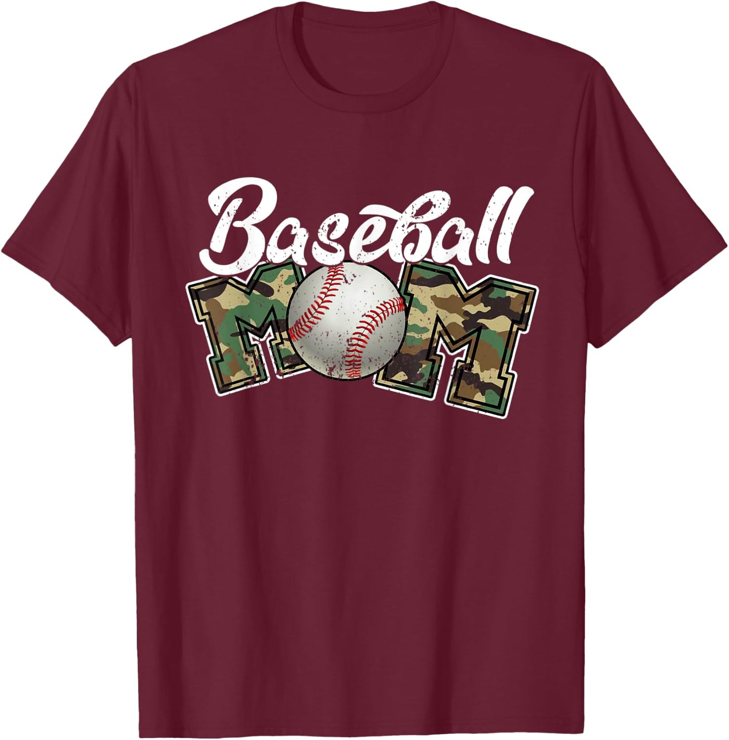 Softball Baseball Mom Camo Color Mother's Day Shirt T-Shirt - T-Shirt | Maroon