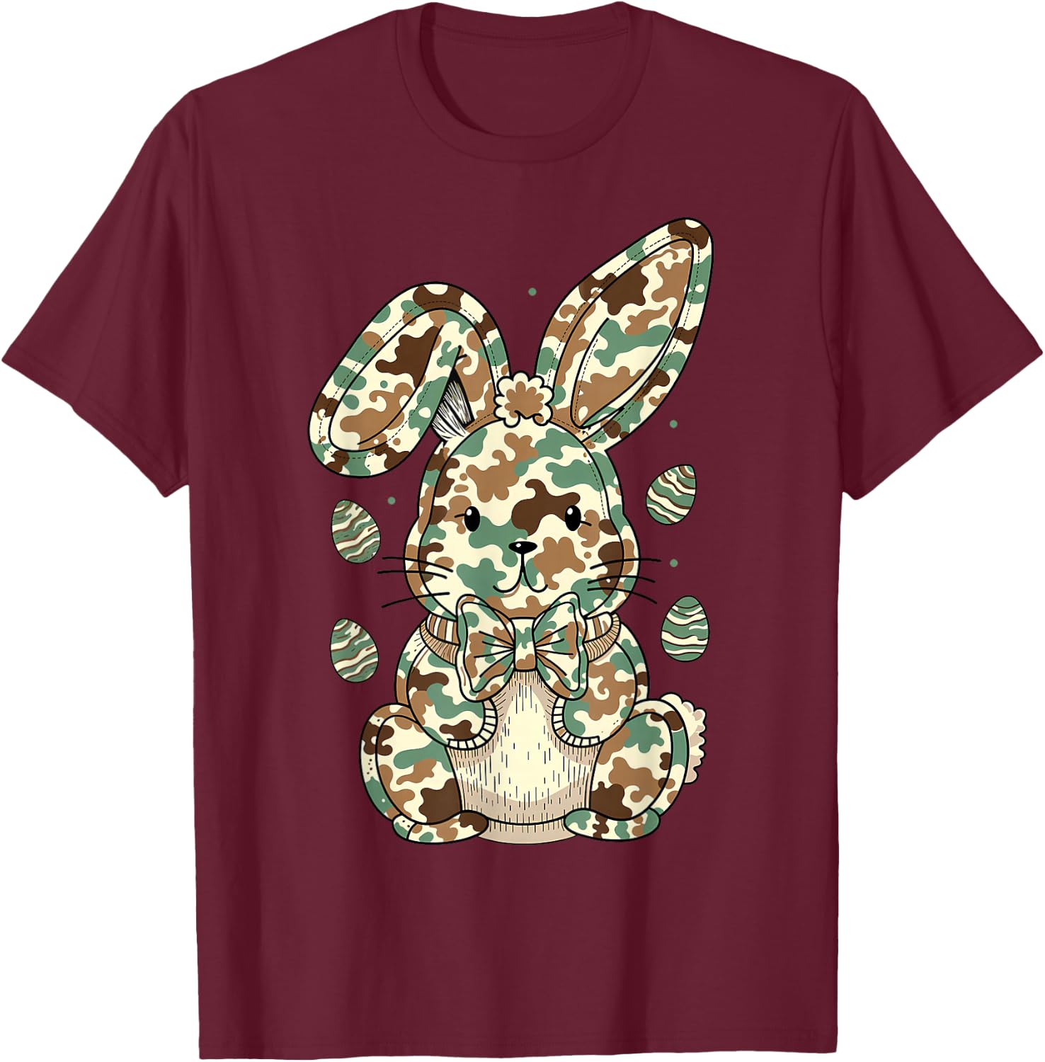 Eggs Hunter Bunny Camo Funny Rabbit Happy Easter Camouflage T-Shirt - T-Shirt | Maroon