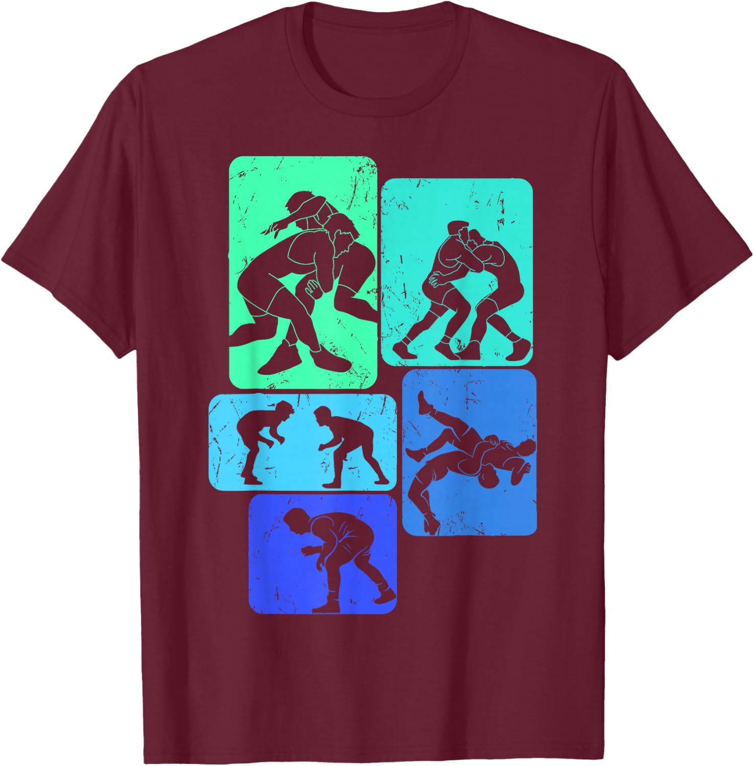 Wrestling Wrestling Child Man , Black, S T-Shirt - T-Shirt | Maroon