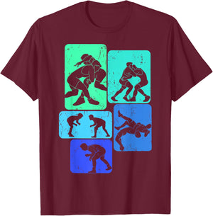 Wrestling Wrestling Child Man , Black, S T-Shirt - T-Shirt | Maroon