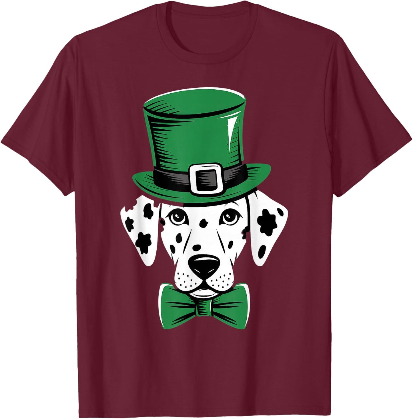 Green Dalmatian shamrock on St Patricks Day Dalmatian T-Shirt - T-Shirt | Maroon