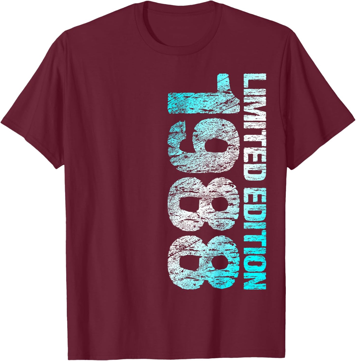 1988 Man Woman 35th Birthday Limited Edition 35 , black T-Shirt - T-Shirt | Maroon