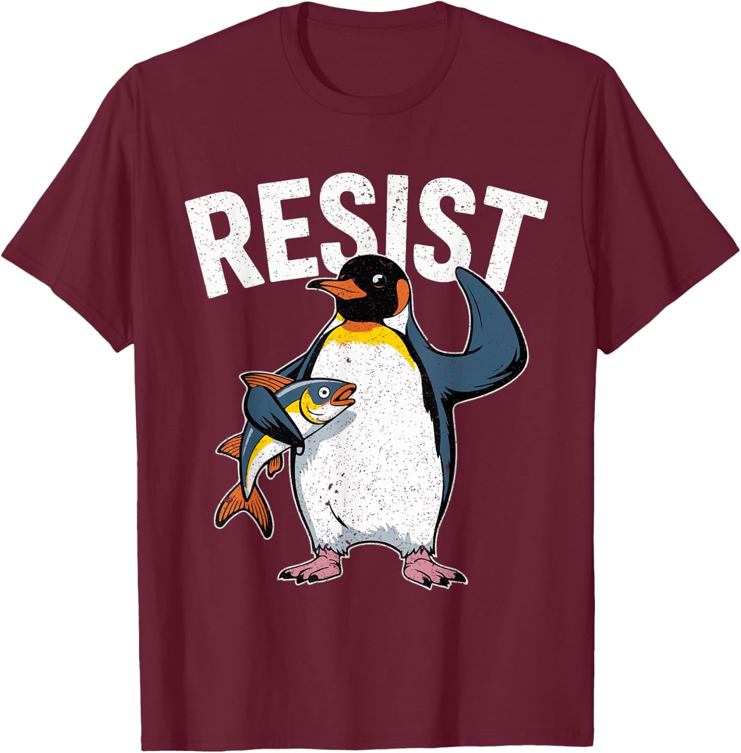 Resist Penguin I Stand With The Penguins Funny Tariffs Meme T-Shirt - T-Shirt | Maroon