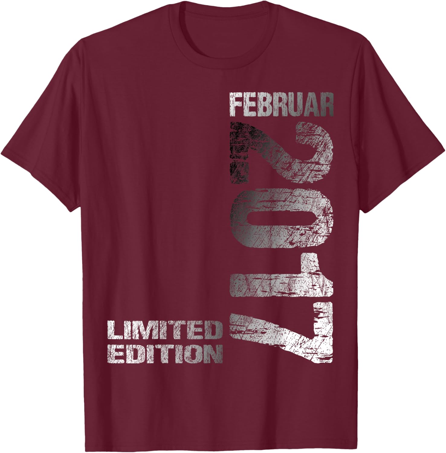 February 2017 Boy Girl 8th Birthday Limited Edition , black, S T-Shirt - T-Shirt | Maroon