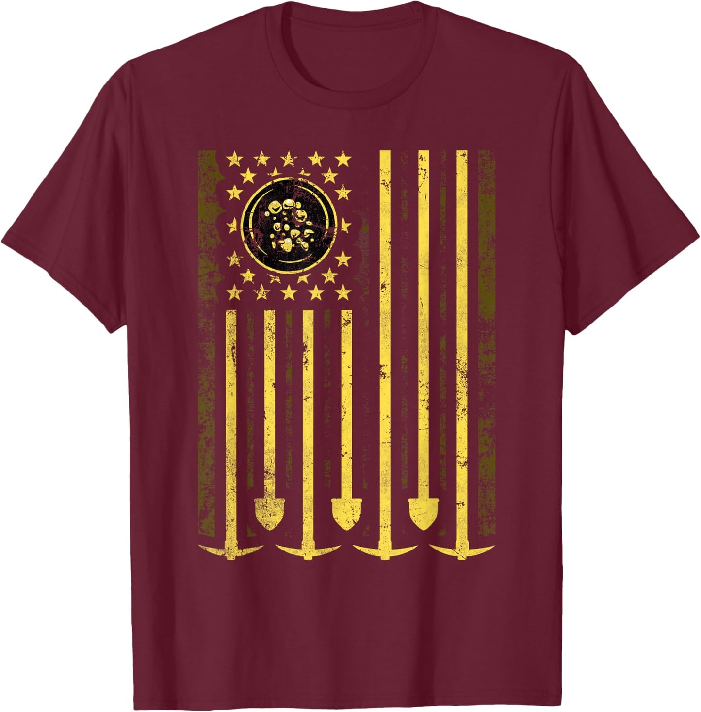 American Flag Gold Prospector Men T-Shirt - T-Shirt | Maroon