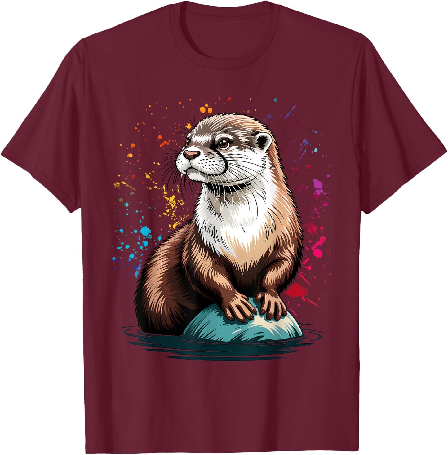 Cute Otter Face for Sea Lovers T-Shirt - T-Shirt | Maroon