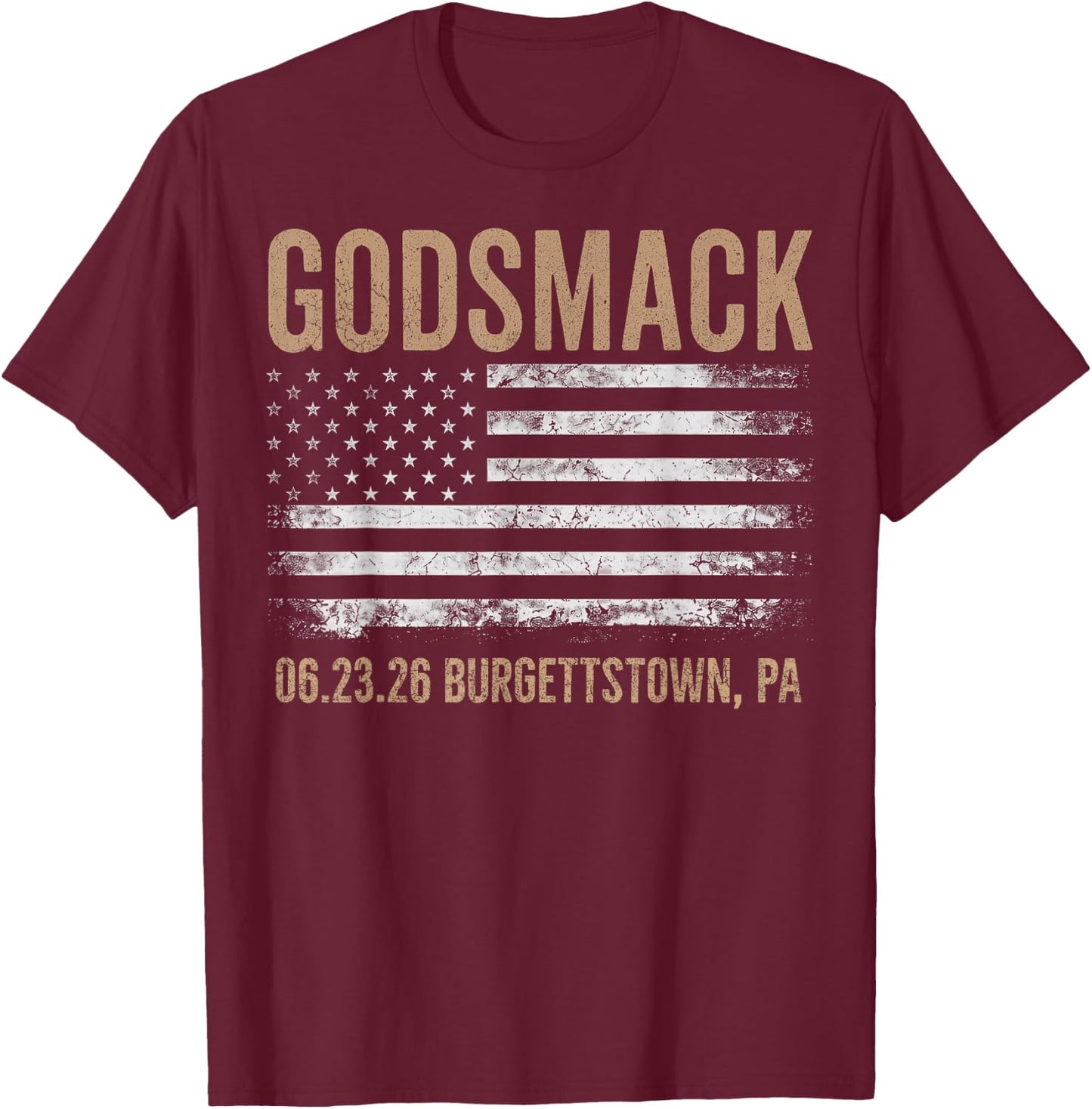 Godsmack The Rise of Rock 2026 Burgettstown T-Shirt - T-Shirt | Maroon
