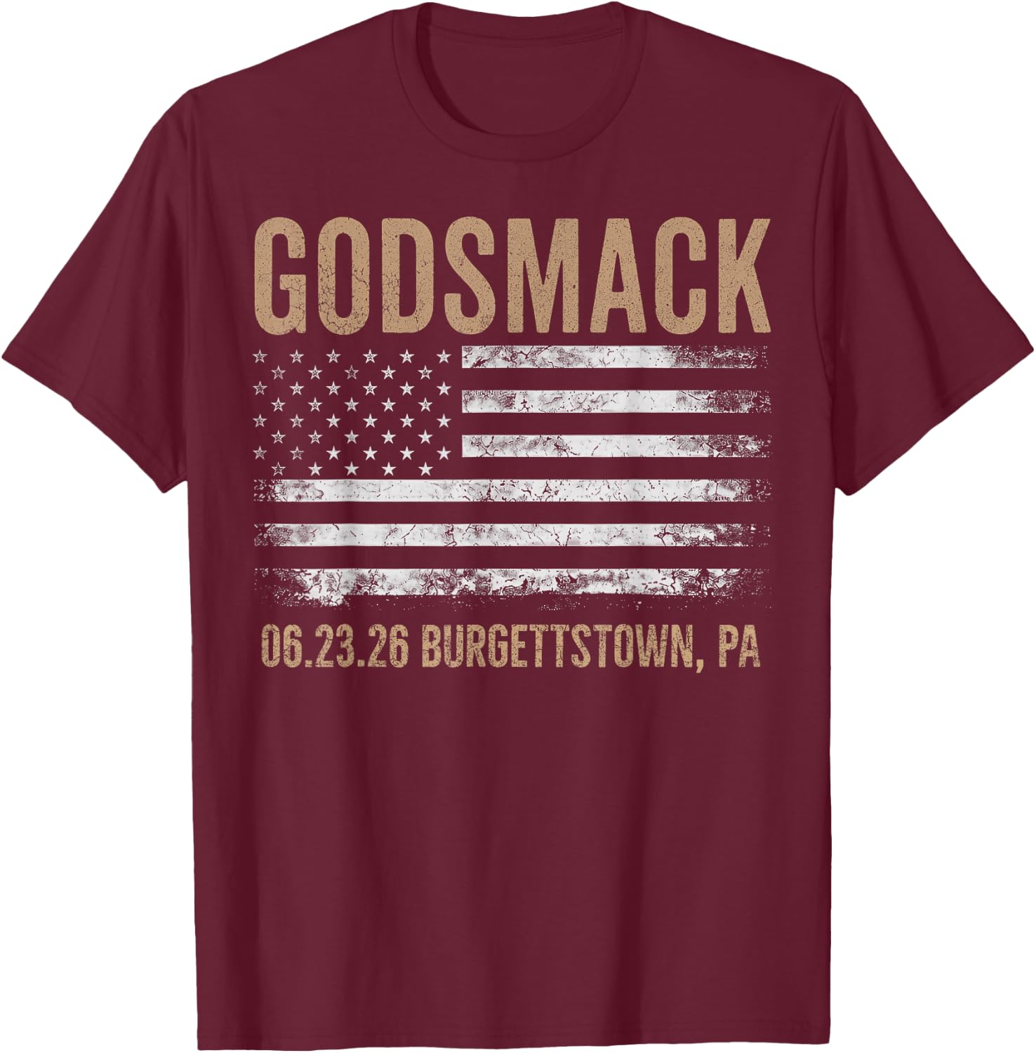 Godsmack The Rise of Rock 2026 Burgettstown T-Shirt - T-Shirt | Maroon