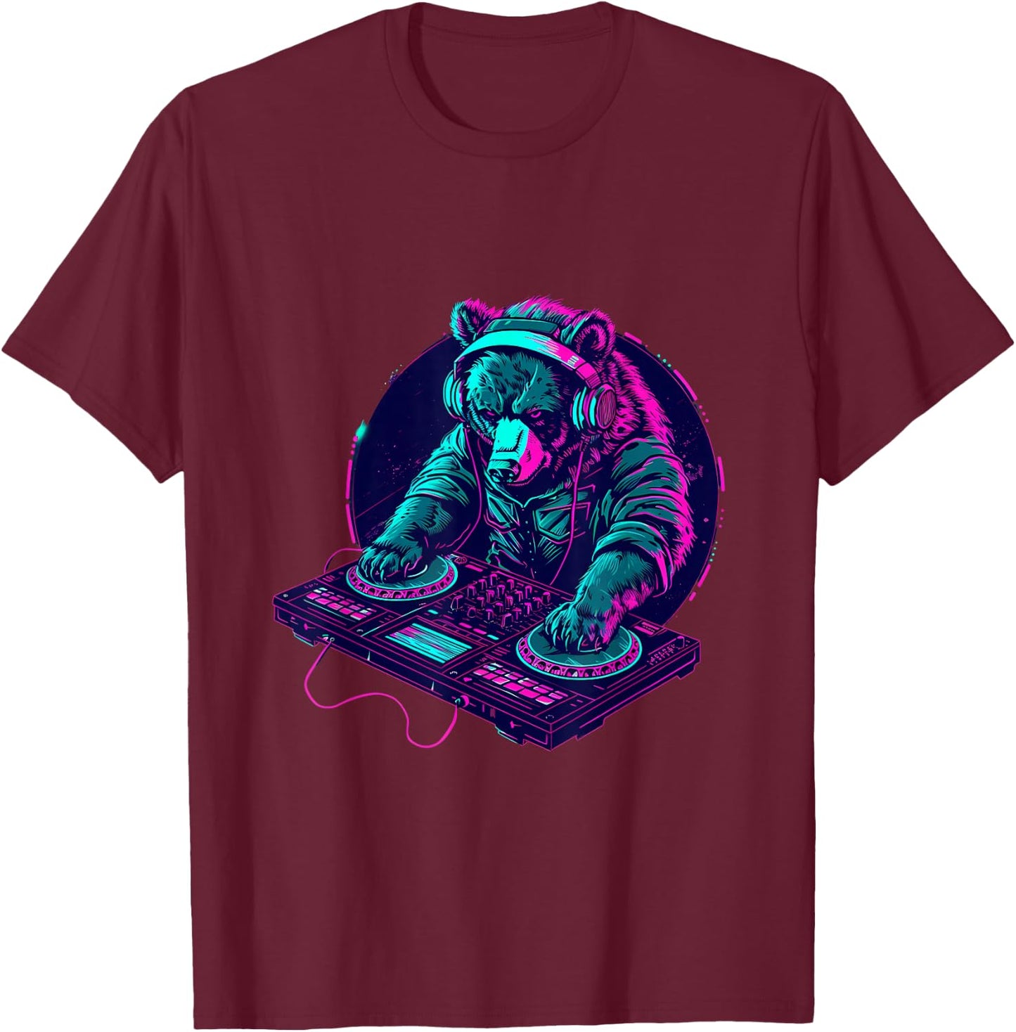 Bear DJ Turntable DJ Bear Music Producer Techno Beatmaker T-Shirt - T-Shirt | Maroon