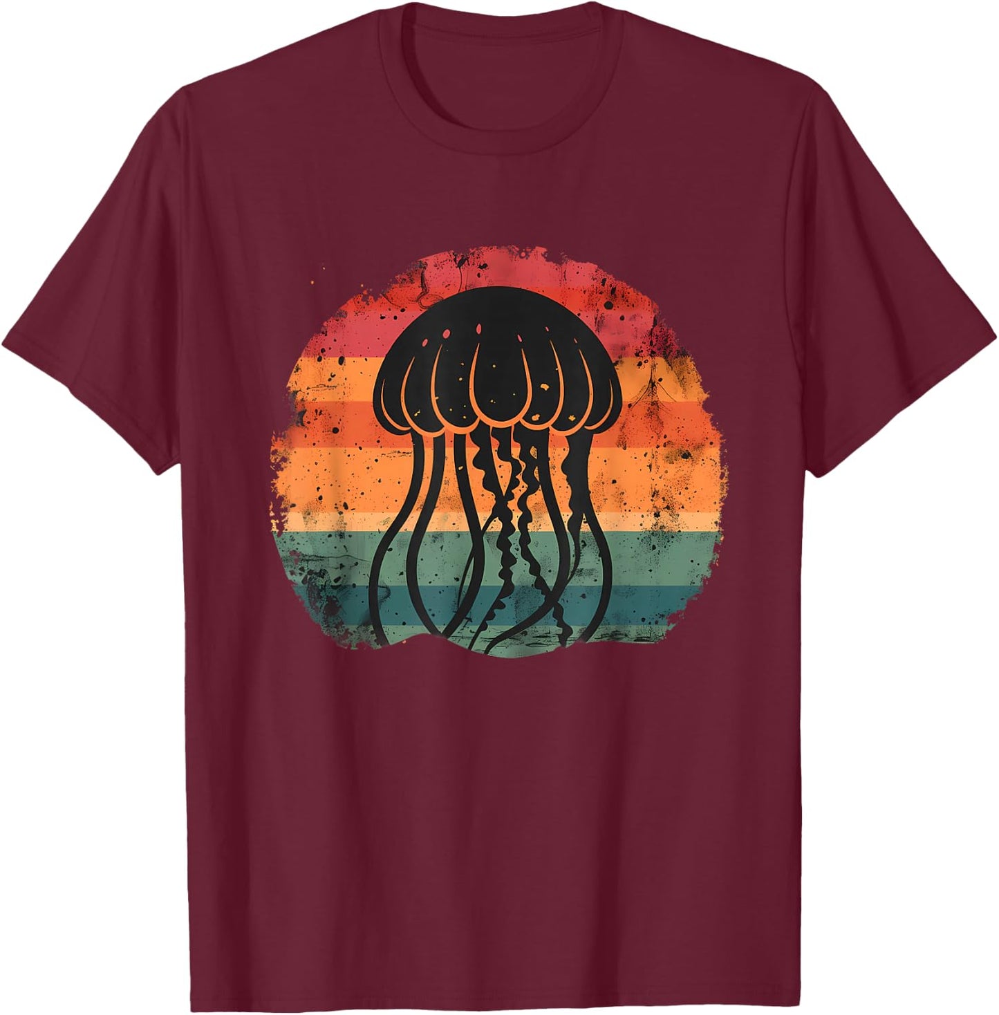 Jellyfish Retro Ocean Sea Animal Lover Sea Ocean Jellyfish T-Shirt - T-Shirt | Maroon