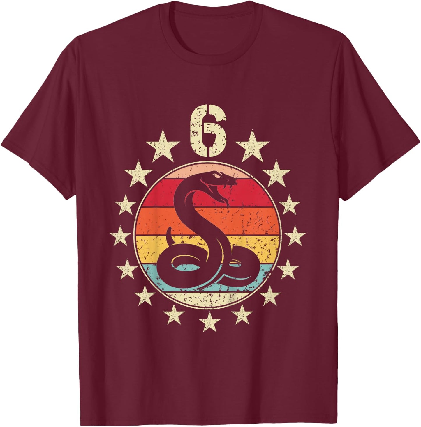 6. Geburtstag Schlange 6 Jahre alt Schlange Geburtstag Junge Mädchen T-Shirt - T-Shirt | Maroon