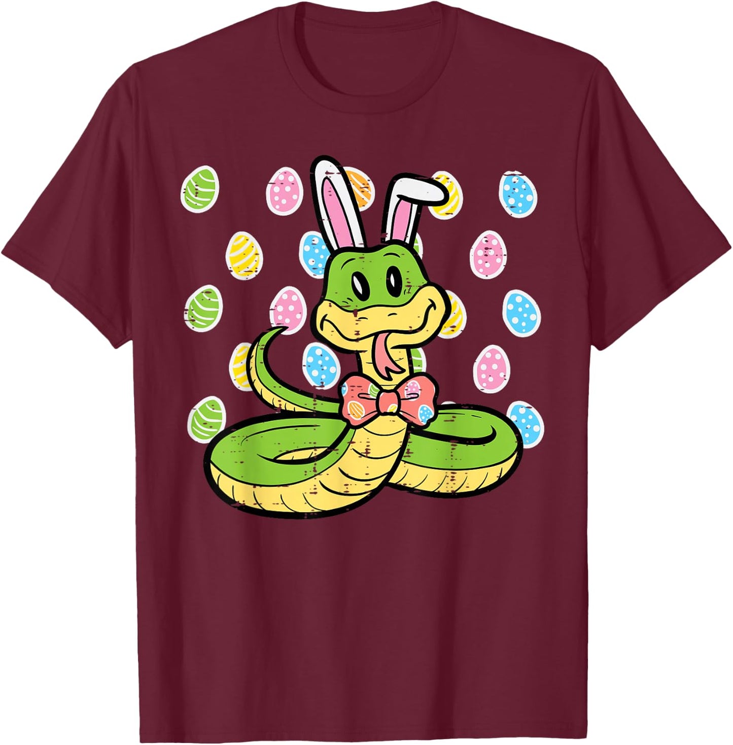 Easter Snake Bunny Eggs Funny Rabbit Animal Kids Men Women T-Shirt - T-Shirt | Maroon
