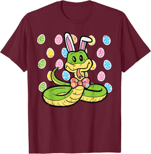 Easter Snake Bunny Eggs Funny Rabbit Animal Kids Men Women T-Shirt - T-Shirt | Maroon