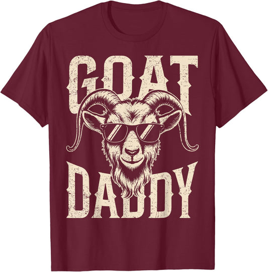 Vintage Goat Dad Goat Lovers Daddy Father's Day T-Shirt - T-Shirt | Maroon