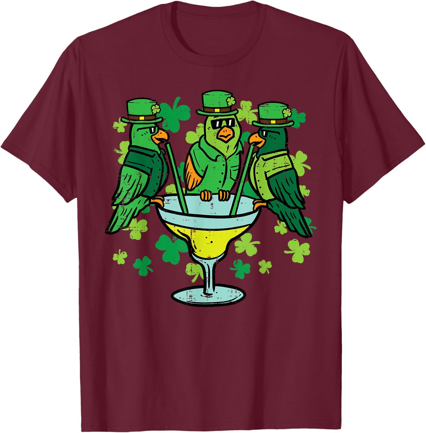 St Patricks Day Parrots Bird Saint Pattys Paddys Irish Women T-Shirt - T-Shirt | Maroon