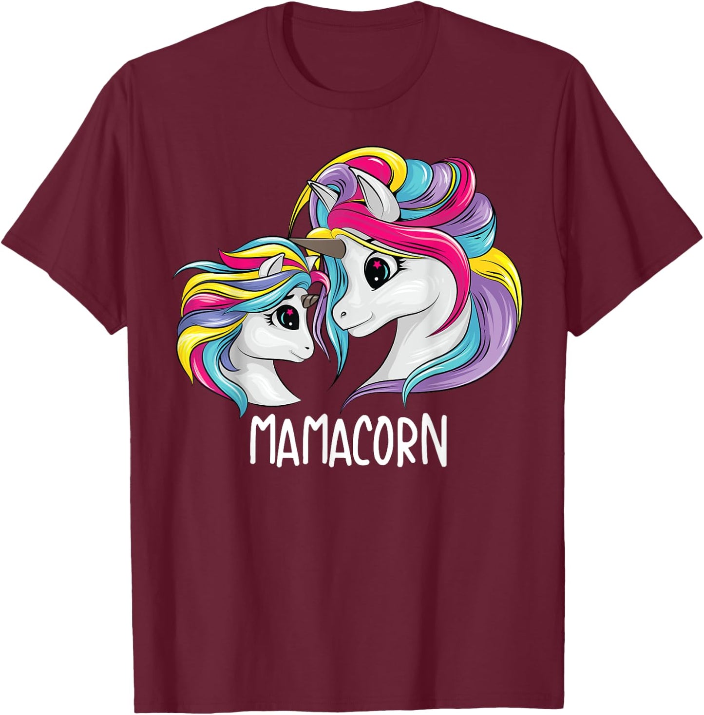 Cute Mom Baby Mama Unicorn Funny Mamacorn Gift Mom T-Shirt - T-Shirt | Maroon