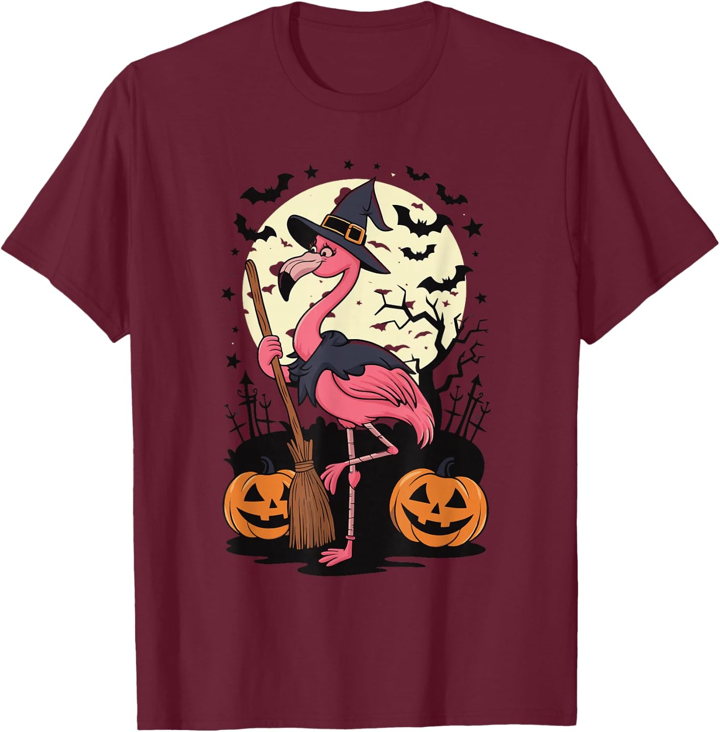 Flamingo Witch T-Shirt - T-Shirt | Maroon