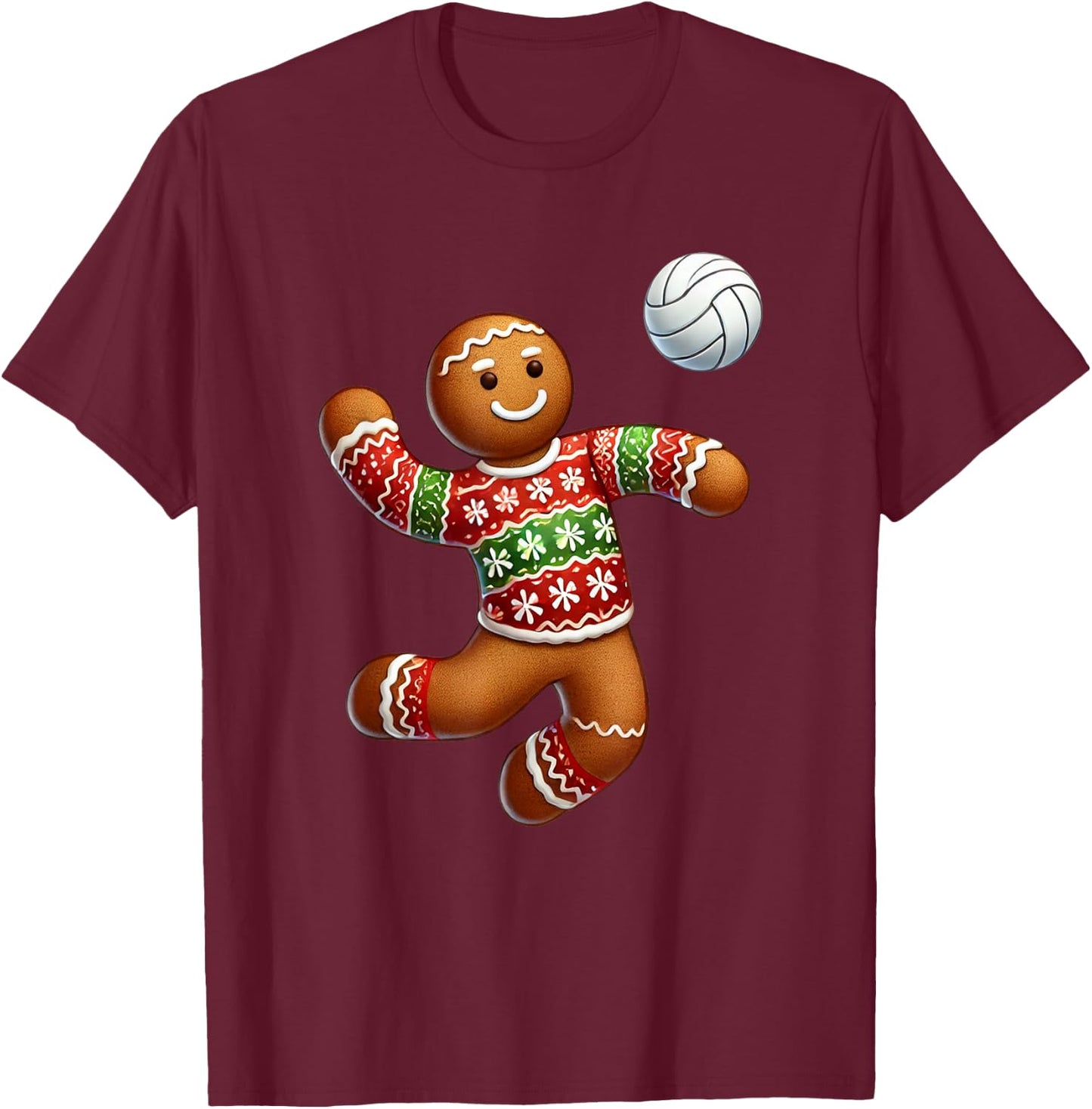 Volleyball Christmas Volleyball Ugly Christmas T-Shirt - T-Shirt | Maroon