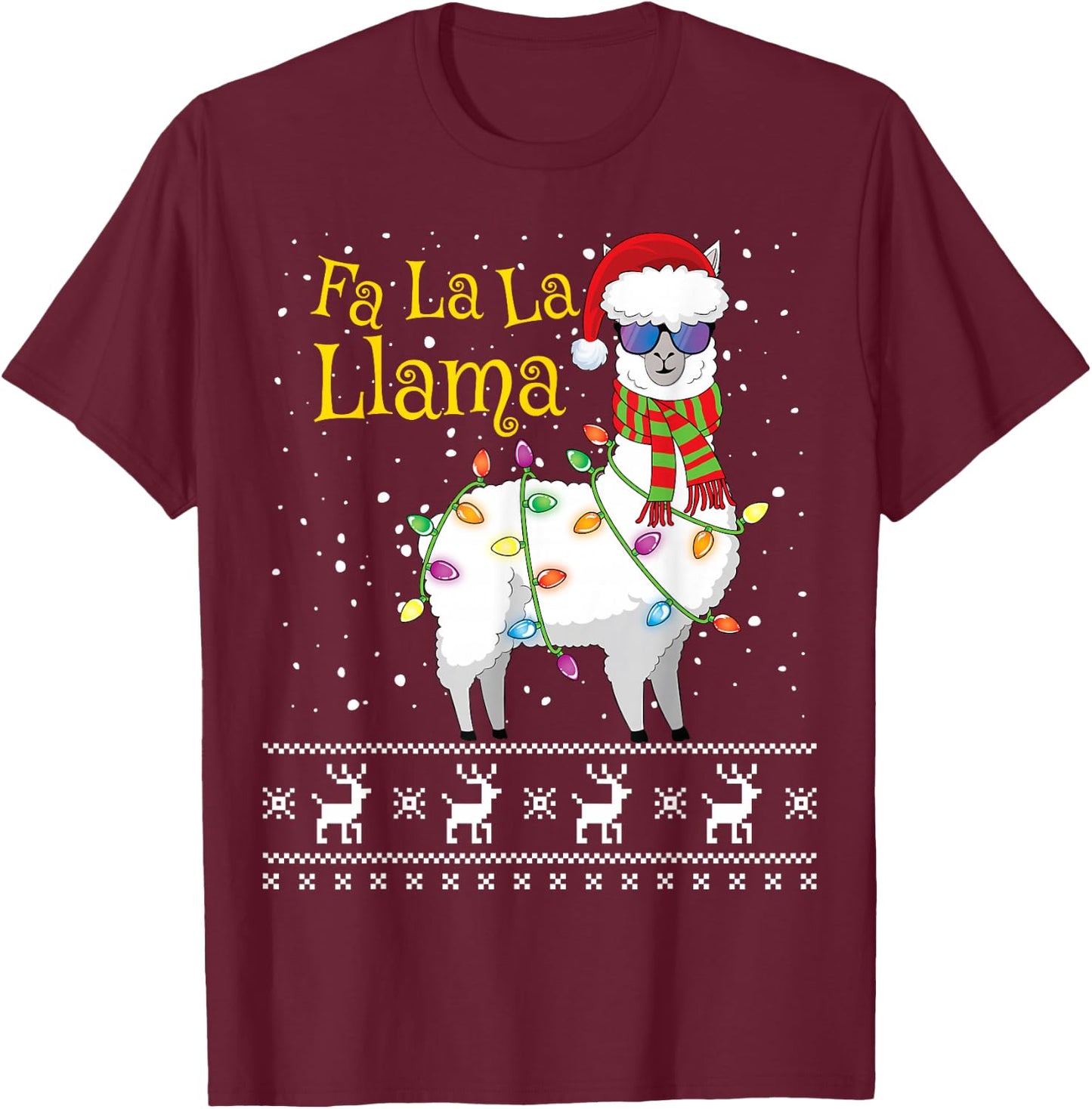 Fa La La Llama Christmas Shirt Funny Christmas Llama T-Shirt - T-Shirt | Maroon