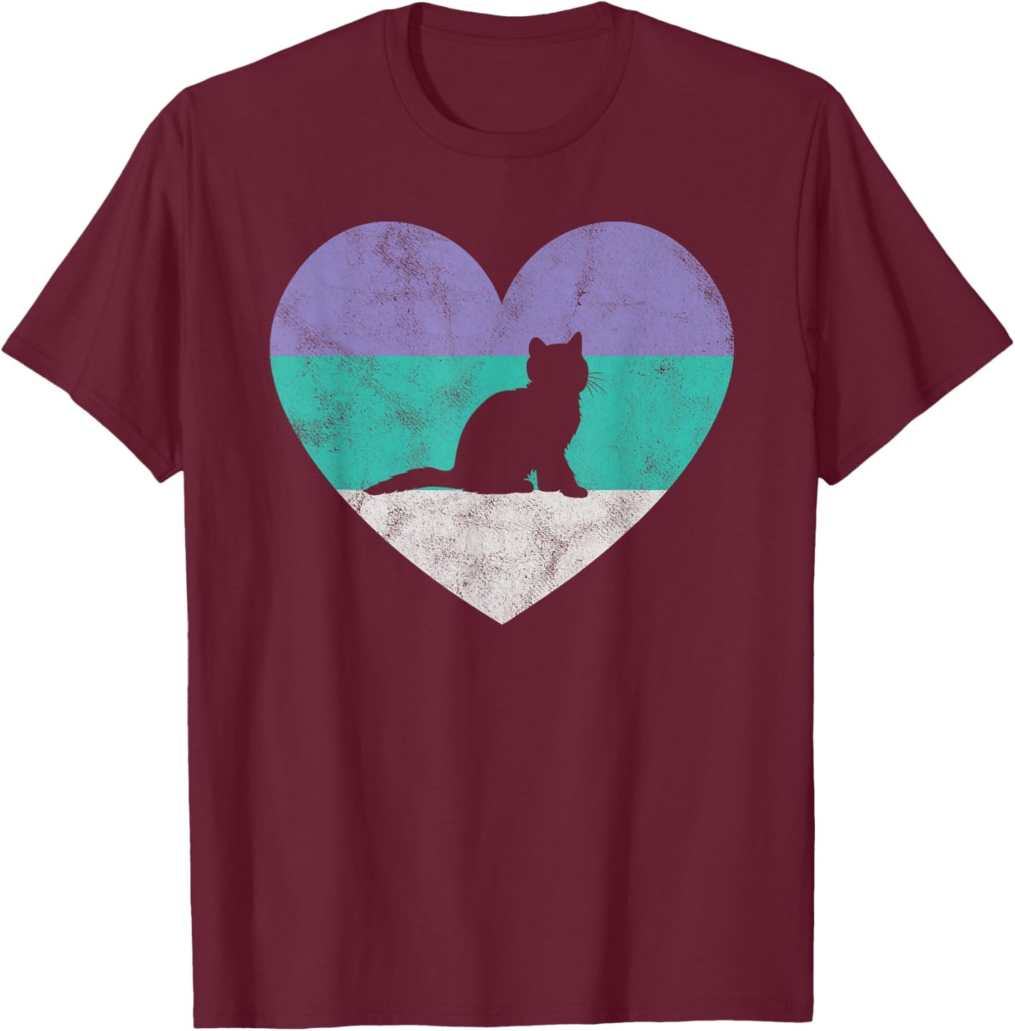 Kitten Gift & Girls Retro Cute T-Shirt - T-Shirt | Maroon