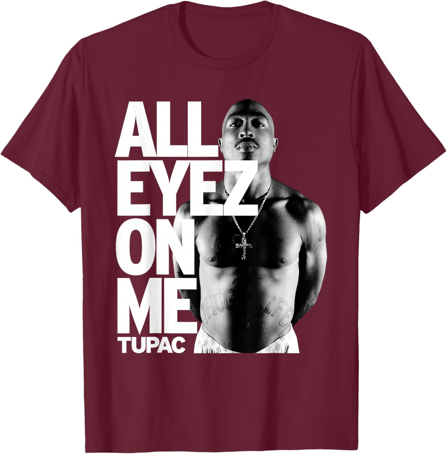 Tupac All Eyes on Me , black T-Shirt - T-Shirt | Maroon