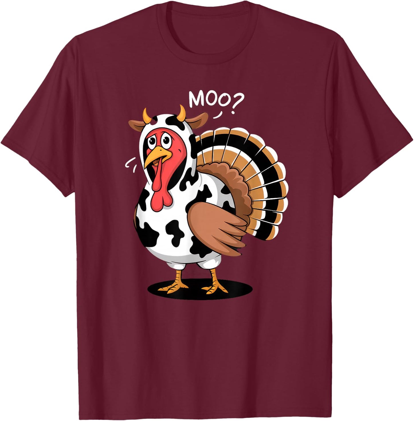 Thanksgiving Turkey Moo Cow Funny Fall , Men T-Shirt - T-Shirt | Maroon