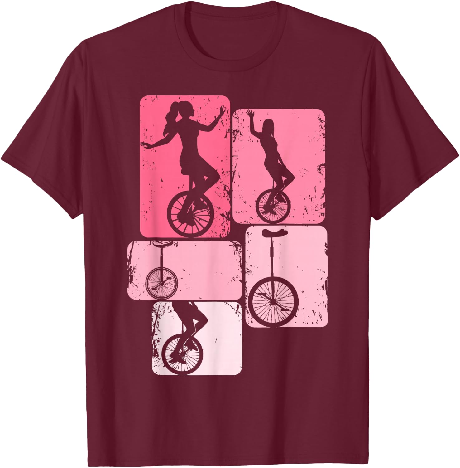 Einrad Mädchen Unicycle Damen Kinder T-Shirt - T-Shirt | Maroon