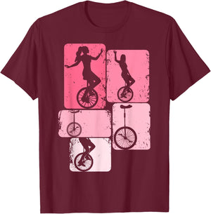 Einrad Mädchen Unicycle Damen Kinder T-Shirt - T-Shirt | Maroon