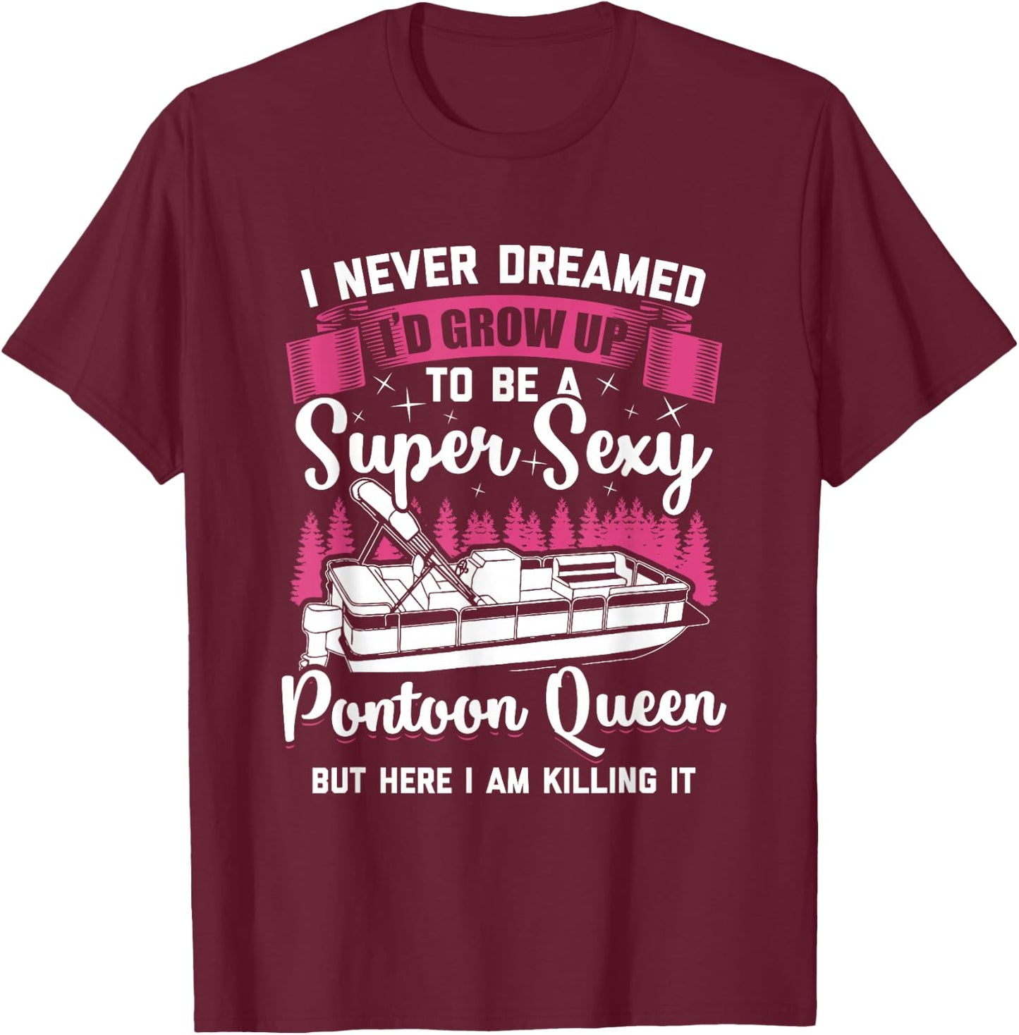 Vintage Pontoon Captain Women Funny Pontoon Queen T-Shirt - T-Shirt | Maroon