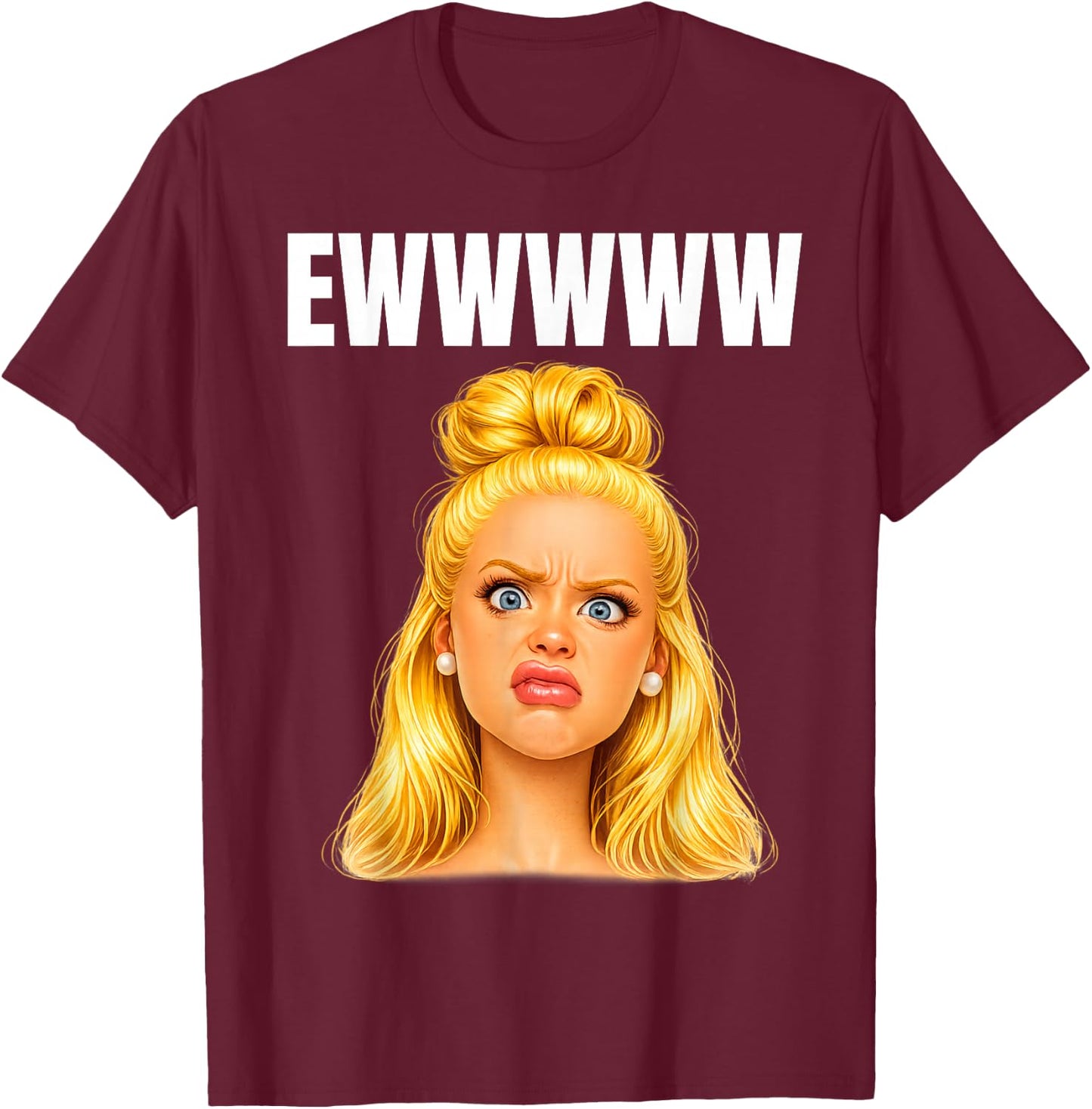 Lustiges Meme Gesicht Doll Face Sarkasmus Design mit Love T-Shirt - T-Shirt | Maroon
