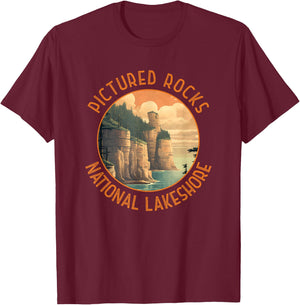 Pictured Rocks National Lakeshore Distressed Circle T-Shirt - T-Shirt | Maroon