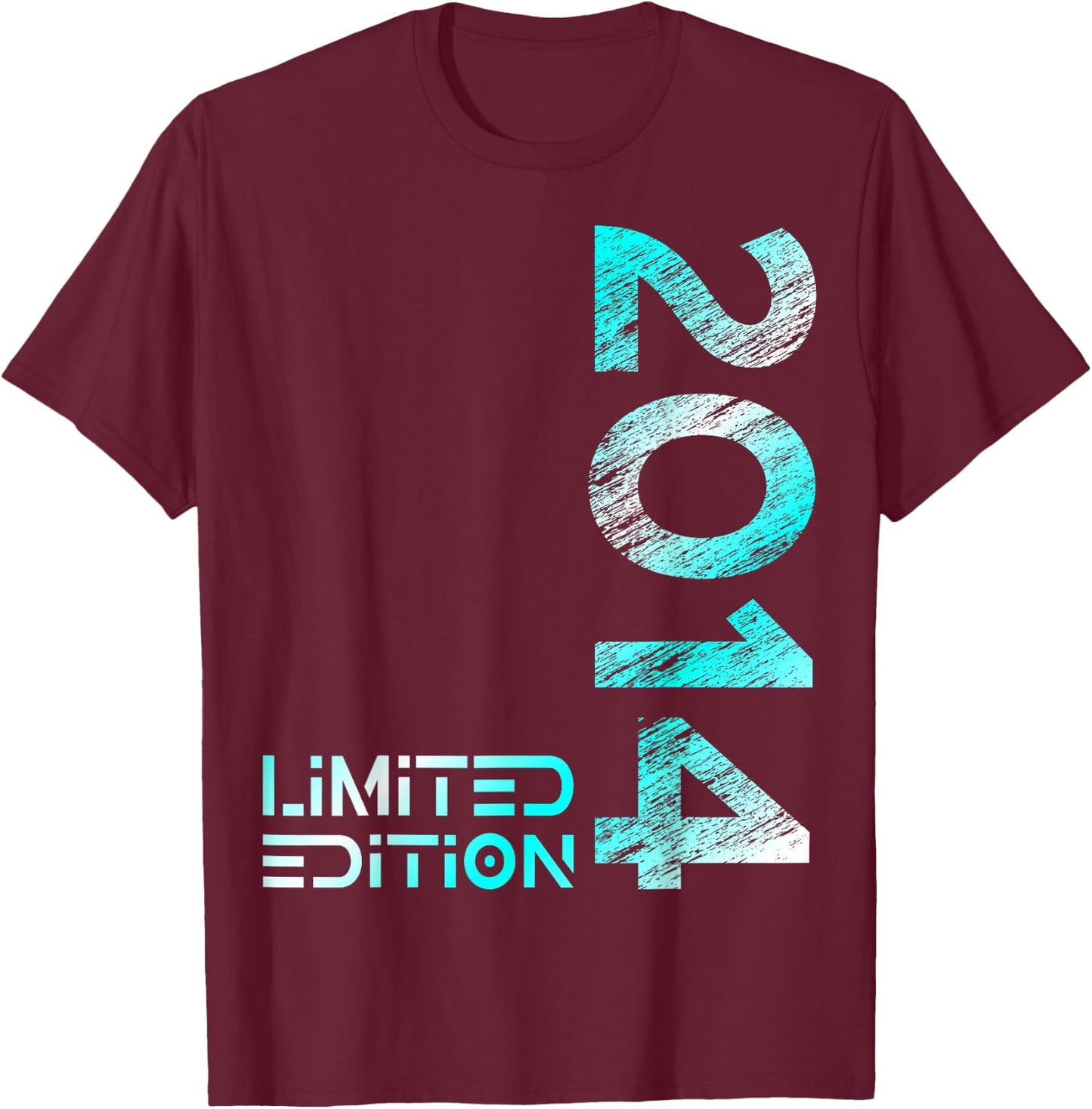 Kids 10th Birthday Limited Edition Vintage 2014 Boy Girl , black T-Shirt - T-Shirt | Maroon
