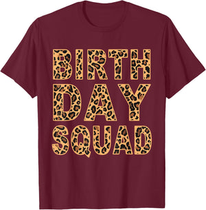 Leopard Print Pattern Cheetah Matching Birthday Squad Gift T-Shirt - T-Shirt | Maroon
