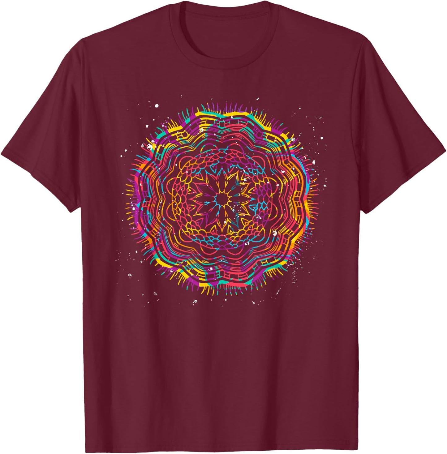 Bohemian Fractal Geometry Yogi Spiritual Mandala T-Shirt - T-Shirt | Maroon