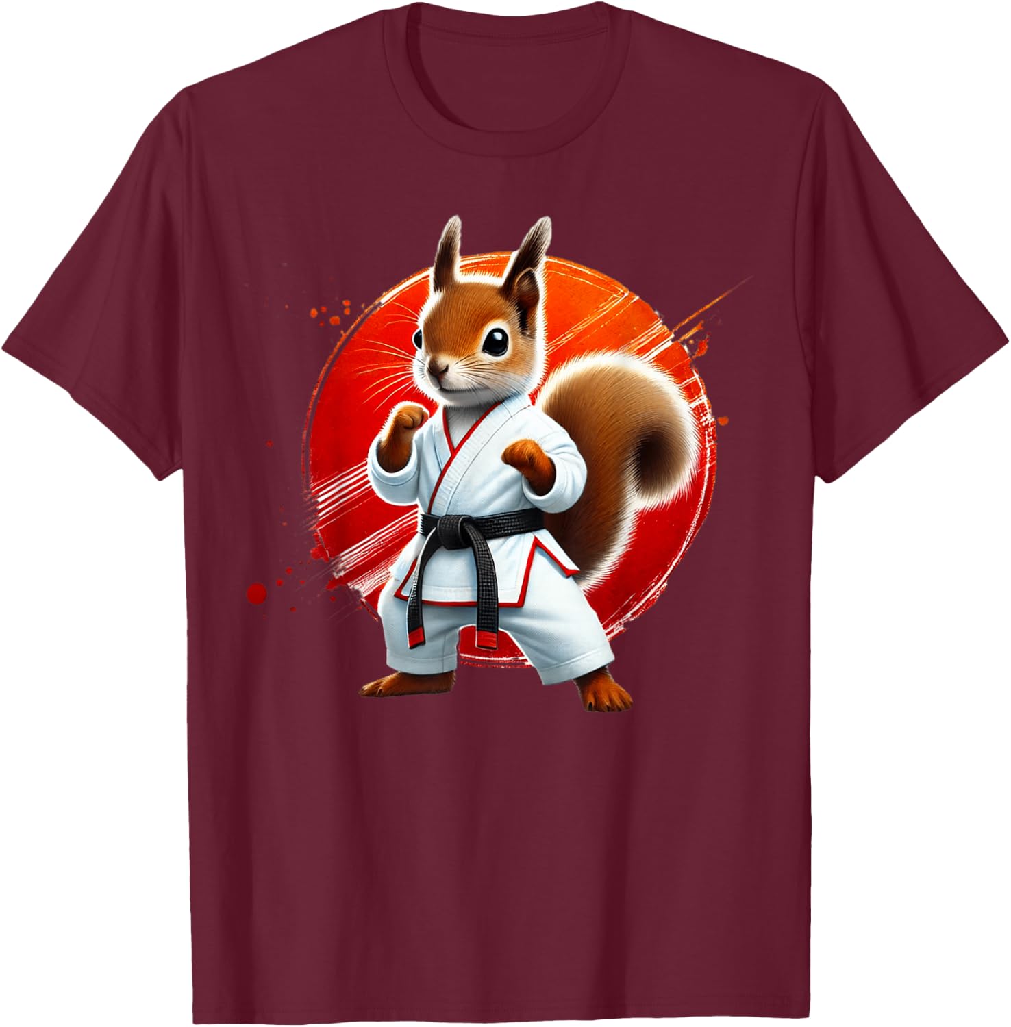 Karate Squirrel Martial Arts Fighter Judo Taekwondo JiuJitsu T-Shirt - T-Shirt | Maroon