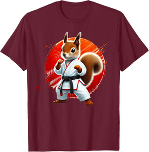 Karate Squirrel Martial Arts Fighter Judo Taekwondo JiuJitsu T-Shirt - T-Shirt | Maroon