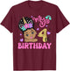 It's My 4th Birthday Black Girl 4 Years Old Melanin Kids T-Shirt - T-Shirt | Maroon