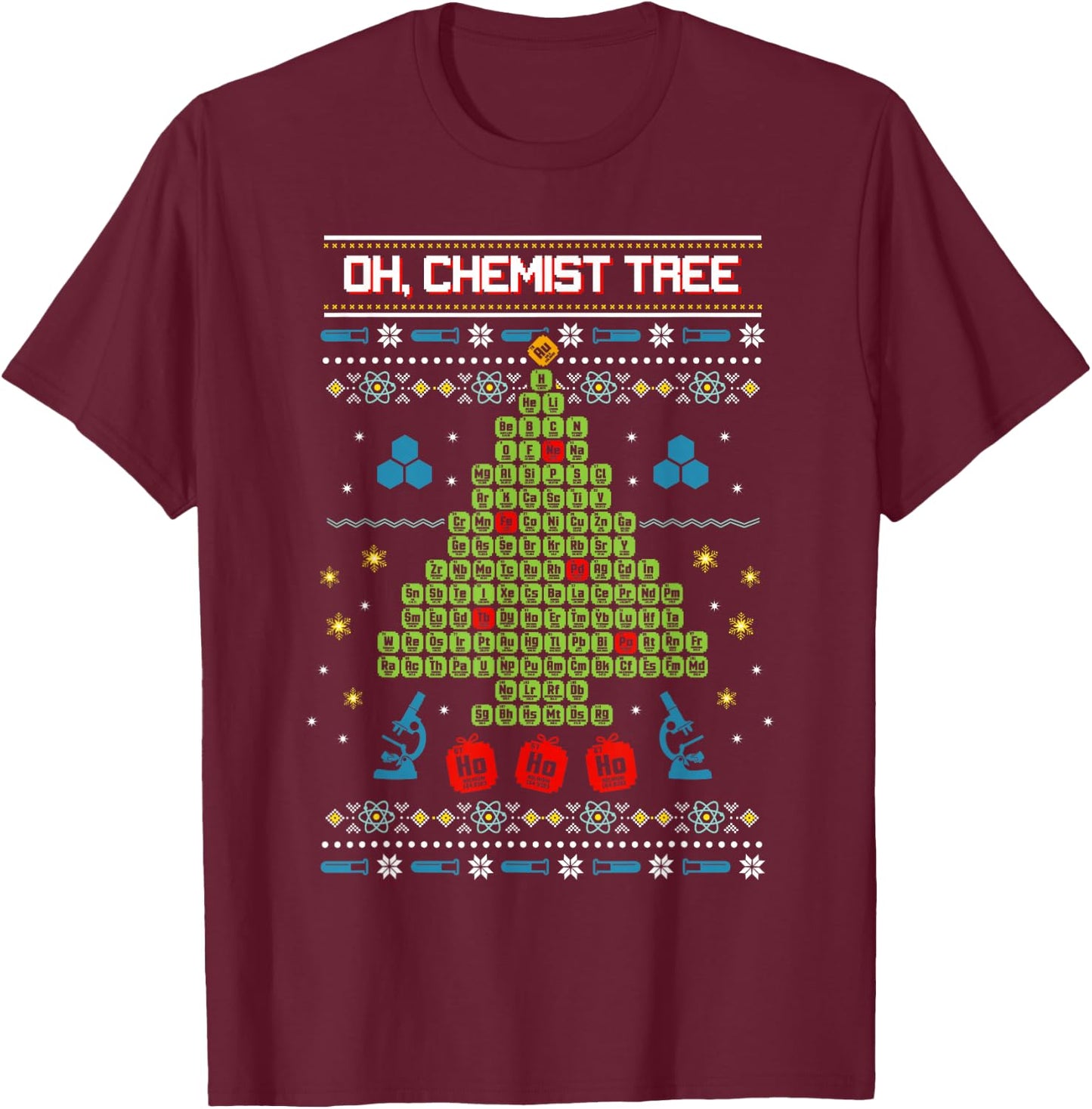 Oh, Chemist Tree - Chemistry Tree Christmas Science T-Shirt - T-Shirt | Maroon