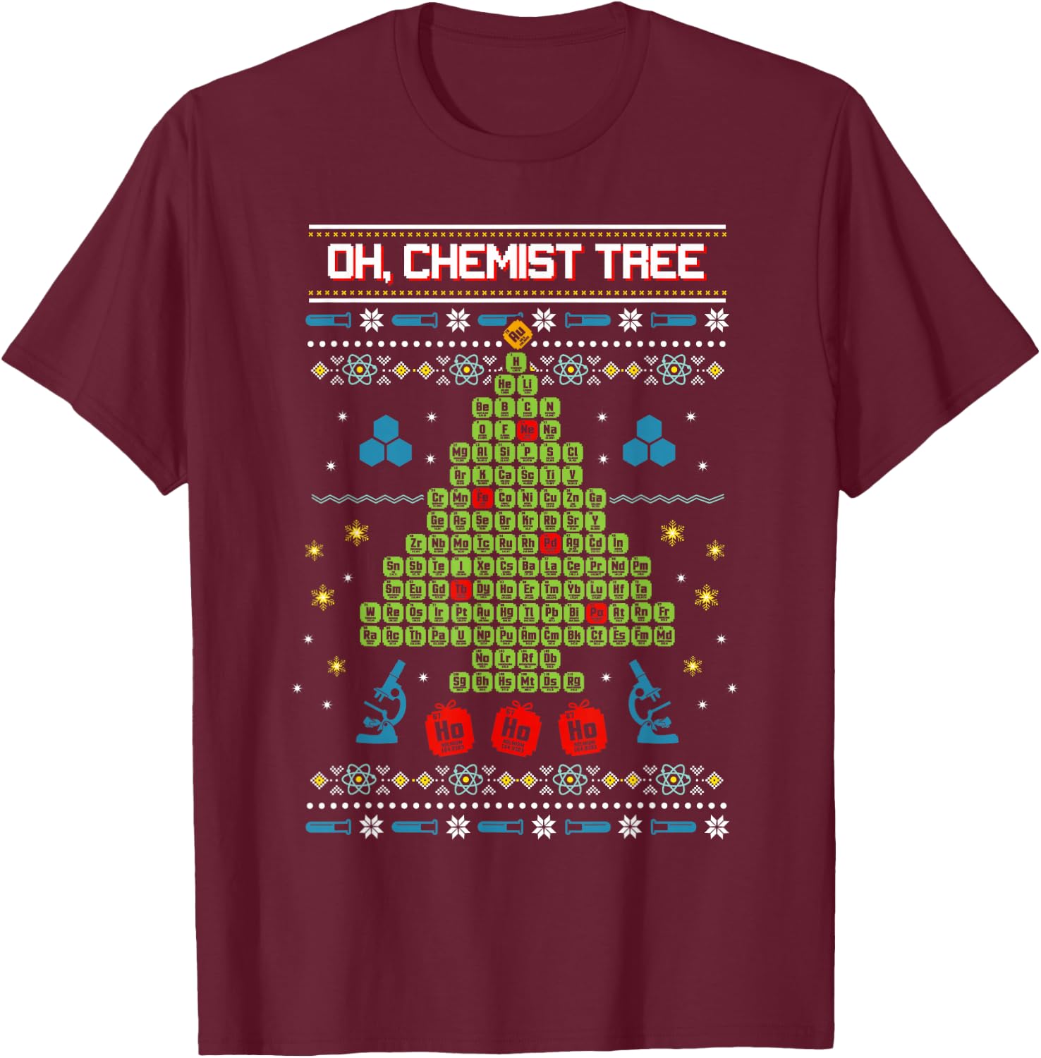 Oh, Chemist Tree - Chemistry Tree Christmas Science T-Shirt - T-Shirt | Maroon