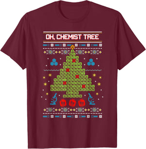 Oh, Chemist Tree - Chemistry Tree Christmas Science T-Shirt - T-Shirt | Maroon