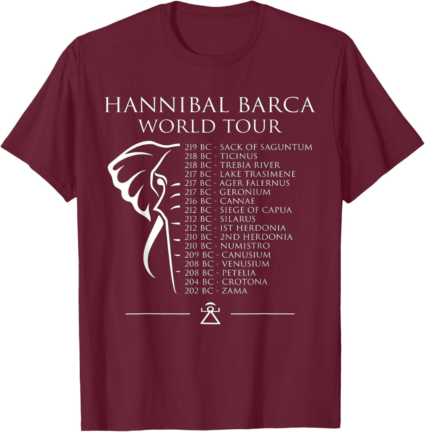 Hannibal Barca World Tour Lustige Geschichte T-Shirt - T-Shirt | Maroon