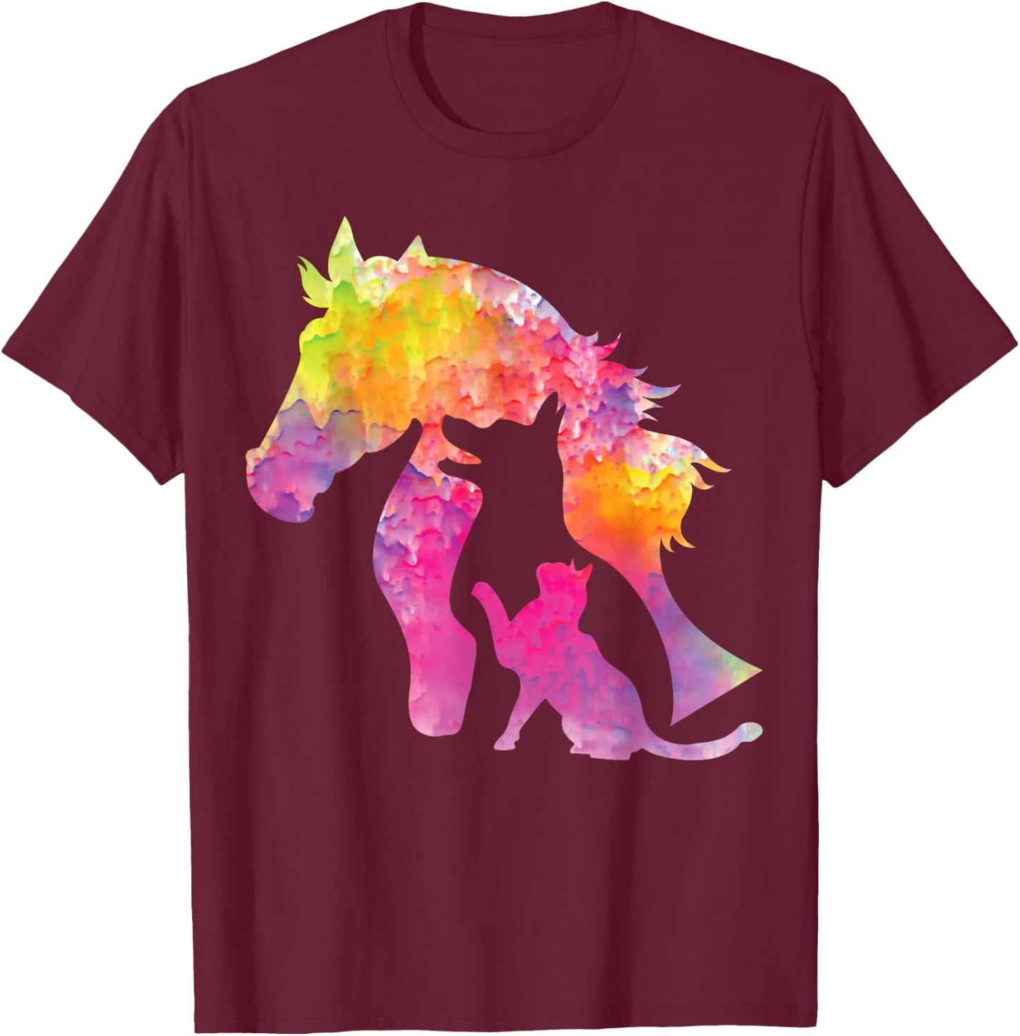 Hund Katze Pferd Design Haustiere Vierbeiner Fun Geschenke T-Shirt - T-Shirt | Maroon