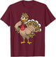Thanksgiving Turkey Women Girl Leopard Autumn Fall Season T-Shirt - T-Shirt | Maroon