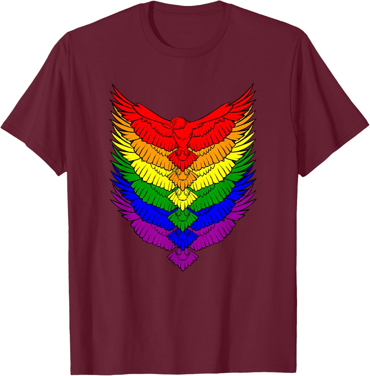 Hawks LGBTQ Strong Gay Pride Rainbow Flag LGBT Hawks Birds T-Shirt - T-Shirt | Maroon