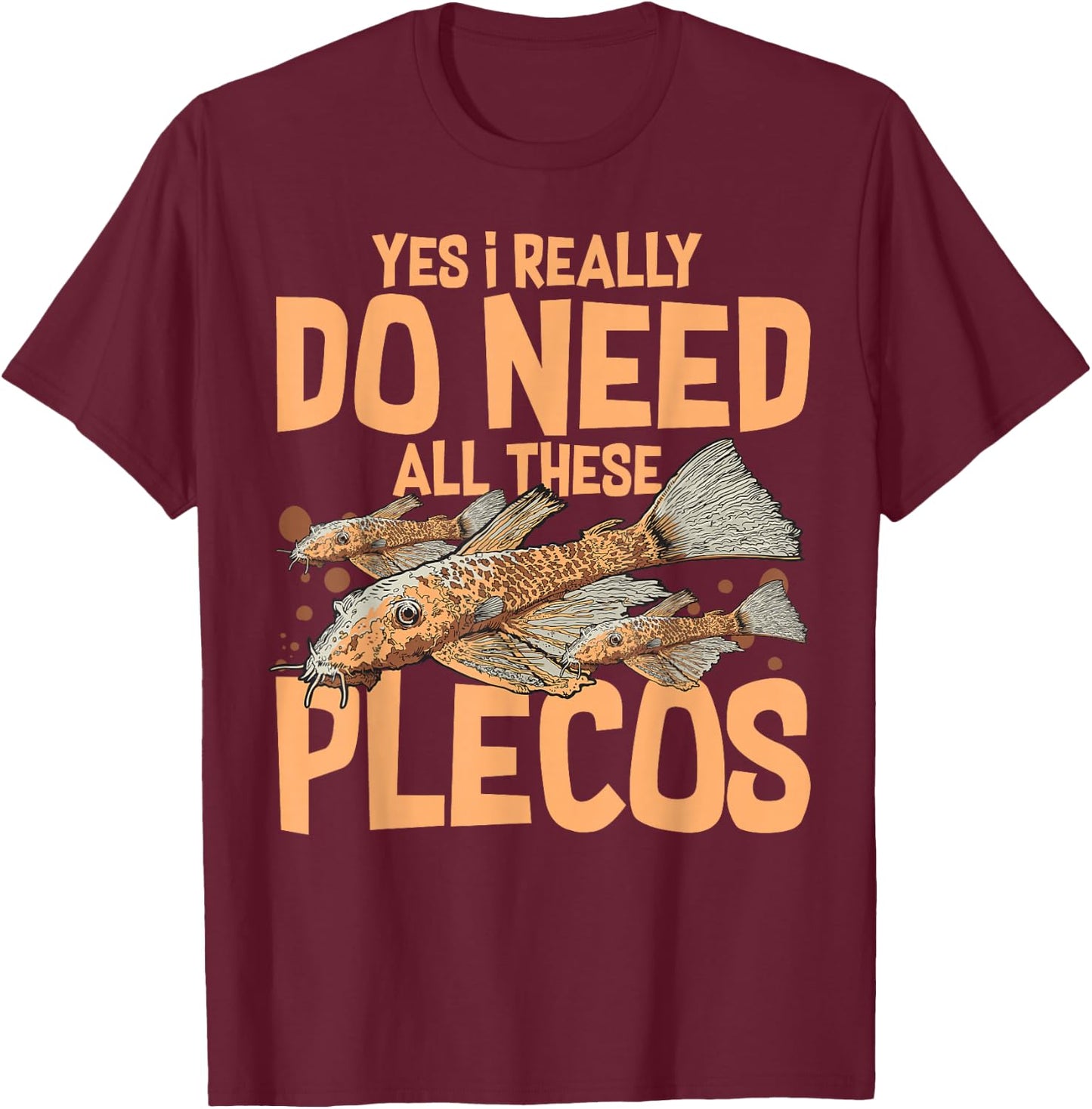Plecostomus Pleco Fish Aquarium Food Tank Zebra Cave T-Shirt - T-Shirt | Maroon