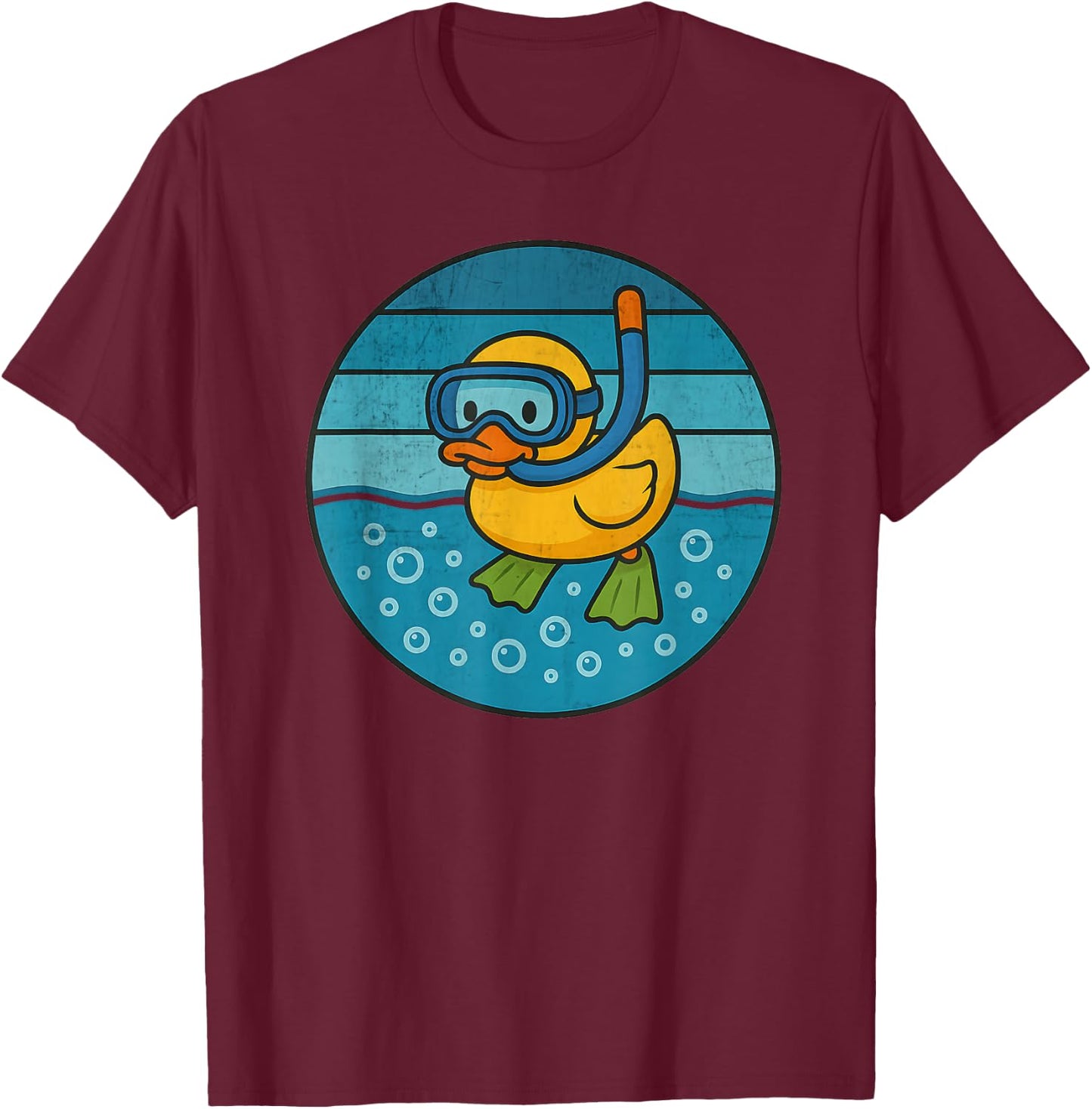 Rubber Duck Snorkeling Rubber Ducky Scuba Diving Ocean Cute T-Shirt - T-Shirt | Maroon