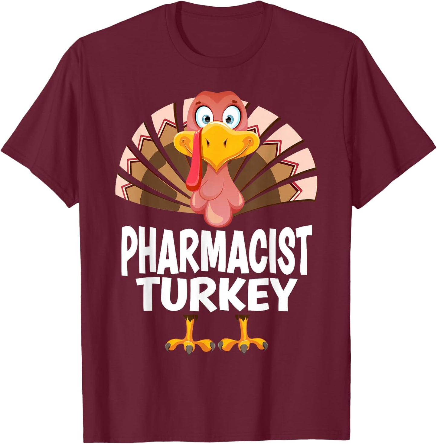 Thanksgiving Pharmacist Turkey Matching Pajama T-Shirt - T-Shirt | Maroon