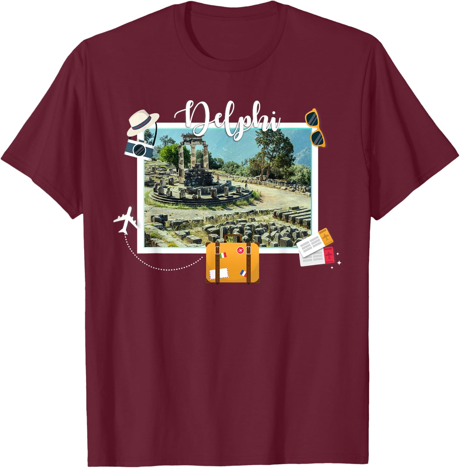 Greece Souvenir Vacation Travel Greece Delphi T-Shirt - T-Shirt | Maroon