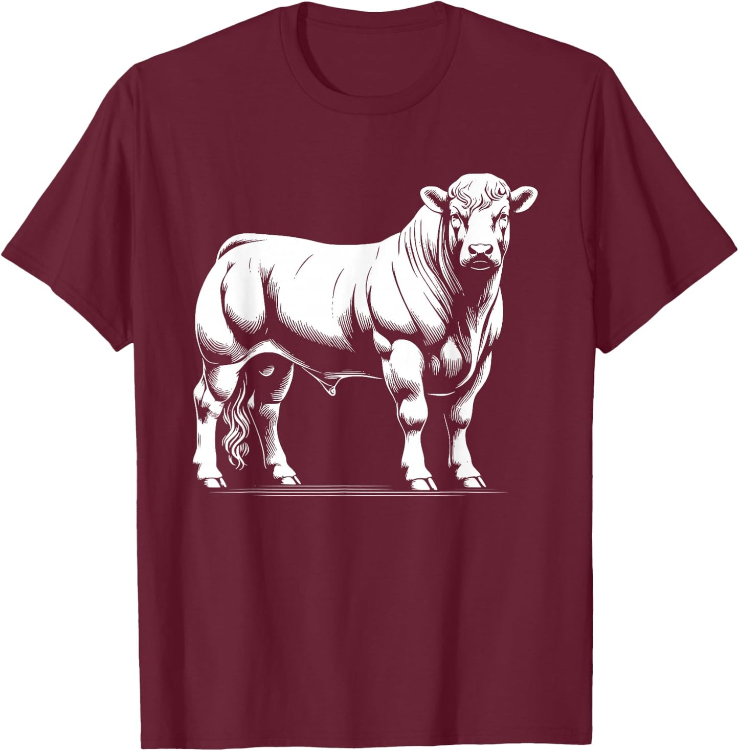 Cow Farmer Breeder - Monochromatic Charolais Cattle T-Shirt - T-Shirt | Maroon